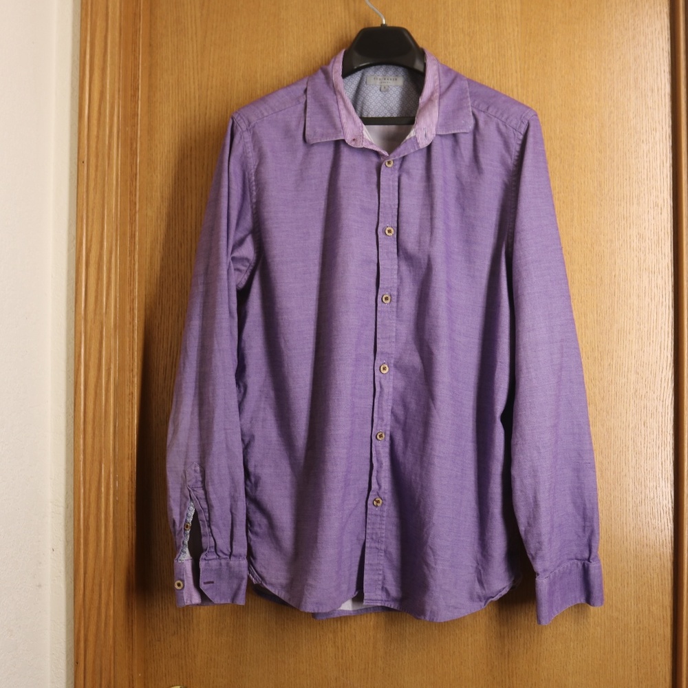 Ted Baker London Purple Flancan Button Down Sz 5